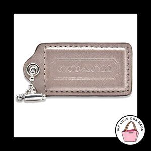 2.5" Large COACH Pearlized Beige Tan Leather Key Fob Bag Charm Keychain Hang Tag